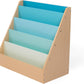 Humble Crew Skylar Children's Wooden Bookcase Storage Rack with 5 Tiers, Natural/Aqua