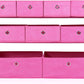 Humble Crew Carly Kids Toy Storage Organizer with 9 Collapsible Fabric Storage Bins, White and Pink