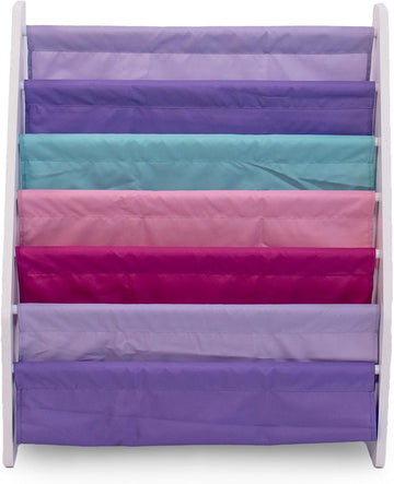 Humble Crew Forever Kids Supersized Bookshelf 6 Tier Book Organizer, White/Pink/Purple/Aqua