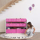 Humble Crew Carly Kids Toy Storage Organizer with 9 Collapsible Fabric Storage Bins, White and Pink