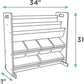 Humble Crew Inspire Kids Read n’ Play 6 Bin Toy Organizer and 2 Tier Bookrack, Grey/White