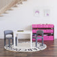 Humble Crew Carly Kids Toy Storage Organizer with 9 Collapsible Fabric Storage Bins, White and Pink