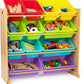 Humble Crew Kids Toy Storage Organizer with 12 Storage Bins, Rainbow/Natural Wood