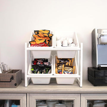 Humble Crew Cambridge Compact 4 Bin Organizer with Metal Frame, White