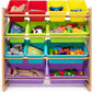 Humble Crew Kids Toy Storage Organizer with 12 Storage Bins, Rainbow/Natural Wood