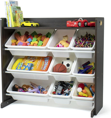 Humble Crew Espresso Toy Storage Organizer with Shelf and 9 Storage Bins