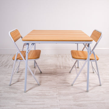 Humble Crew Journey Toddler Wood Folding Table & 2 Chairs Set, Natural/White
