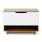 Humble Crew Morgan Mid-Century Modern Toy Box with Soft Close Lid and Storage Shelf Toy Chest, Warm Wood/White