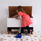 Humble Crew Morgan Mid-Century Modern Toy Box with Soft Close Lid and Storage Shelf Toy Chest, Warm Wood/White
