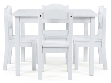 Cambridge White Wood Kids Table & 4 Chairs Set