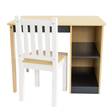 Humble Crew Dalton Toddler Desk & Chair Set, Natural/Black/White/Grey