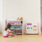 Humble Crew Unicorn Toy Storage Organizer with Shelf with 9 Plastic Storage Bins, White/Purple/Pink/Blue
