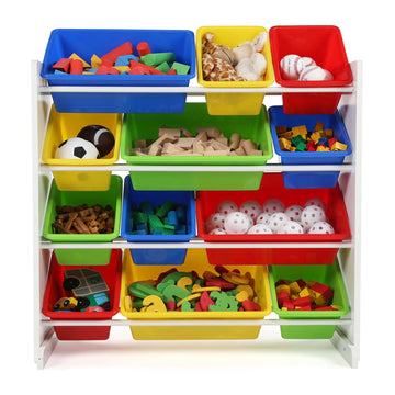 Summit White and Primary 12-Bin Toy Organizer