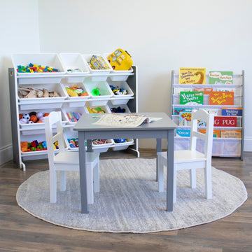 Soho Grey/WhiteToy Storage Organizer with 16  Storage Bins