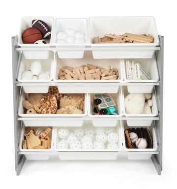 Inspire Grey and White 12-Bin Toy Organizer