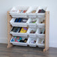 Humble Crew Journey Toy Storage Organizer with 12 Storage Bins,  Natural Wood/White Bins