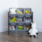 Sumatra Toy Storage Organizer with 9 Storage Bins, Espresso/Grey