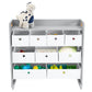 Humble Crew Inspire Kids Toy Storage Organizer with Shelf and 5 Collapsible Fabric Storage Bins, Grey/White