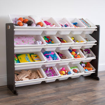 Espresso Extra Large Toy Storage Organizer with 20  Storage Bins