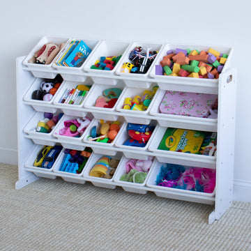 Cambridge Extra Large Toy Storage Organizer with 20  Storage Bins, White