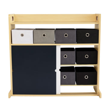 Humble Crew Dalton Toddler Organizer with 12 Fabric Bins & Doodle Doors, Natural/Black/White/Grey