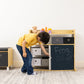 Humble Crew Dalton Toddler Organizer with 12 Fabric Bins & Doodle Doors, Natural/Black/White/Grey