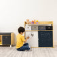 Humble Crew Dalton Toddler Organizer with 12 Fabric Bins & Doodle Doors, Natural/Black/White/Grey